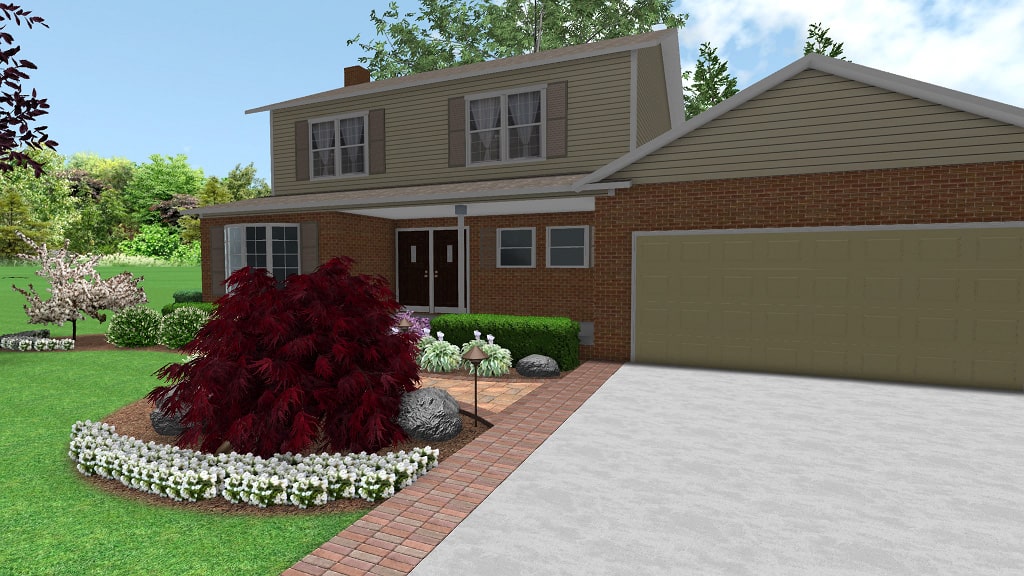 Animated image of the front landscape from a secondary sample master plan.