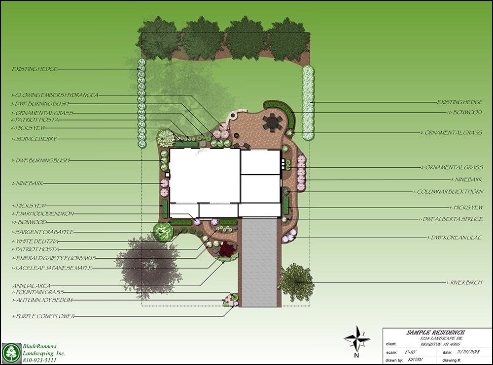 A secondary sample of a residential master plan created by BladeRunners Landscaping.