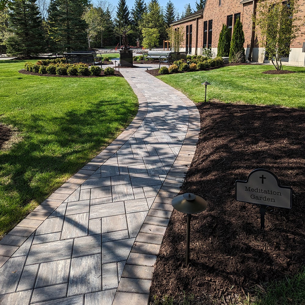 Completed image of the new brick walkway at St. James Church.